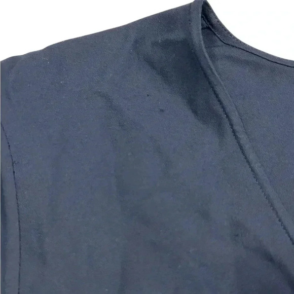 Jenni Kayne Long Sleeve Blouse Top Navy Blue Tie M Medium Viscose V neck - Picture 8 of 12